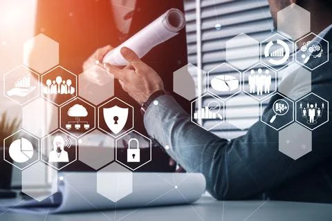 Cyber Security and Digital Data Protection Concept Stock Photos