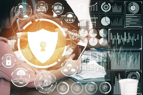 Cyber Security and Digital Data Protection Concept uds Foto stock