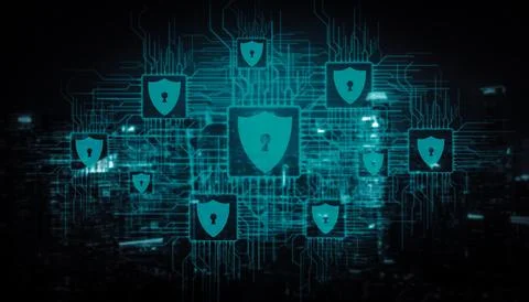 Cyber Security and Digital Data Protection Concept uds Foto stock