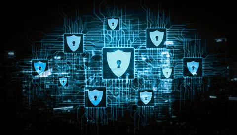 Cyber Security and Digital Data Protection Concept uds Foto stock
