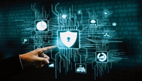 Cyber Security and Digital Data Protection Concept Stock Photos