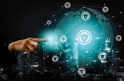 Cyber Security and Digital Data Protection Concept uds Foto stock