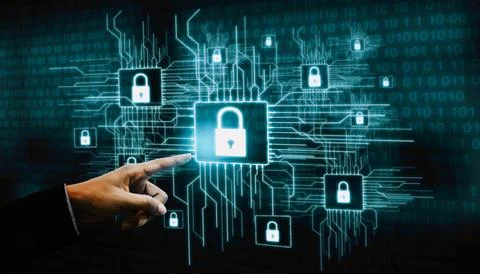 Cyber Security and Digital Data Protection Concept Stock Photos