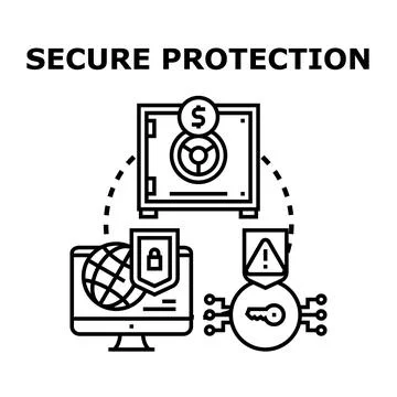 Cyber security and financial data protection concept Illustrazione stock