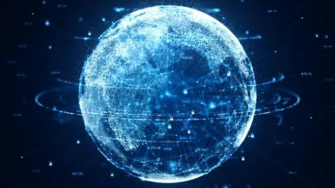 Cyber security and global communication concept. Illustrazione stock