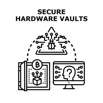 Cyber security and hardware vaults protecting data 库存插图
