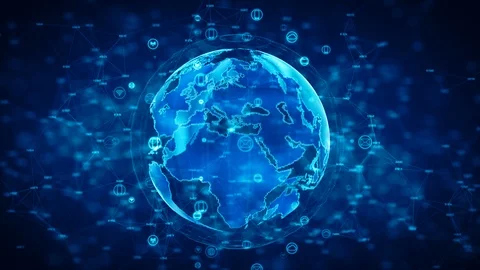 Cyber security and information network protection. Future technology  network Video stock 106776016