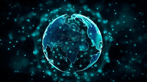 Cyber security and information network protection with lock icon. Future tech Stock Footage 106777026