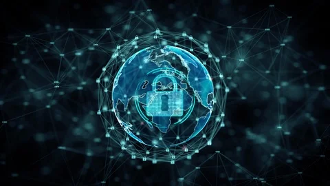 Cyber security and information network protection with lock icon. Future tech Stock Footage 106779458