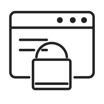Cyber security and information or network protection website padlock line style Stock Illustration