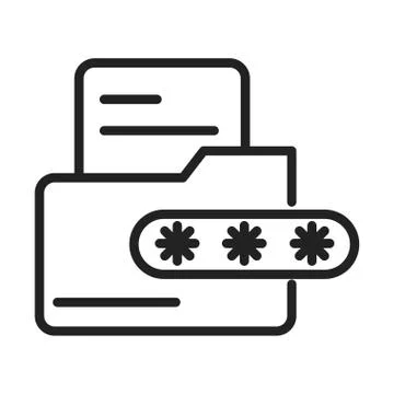 Cyber security and information or network protection data folder login line 库存插图
