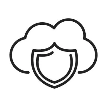 Cyber security and information or network protection cloud computing shield line 스톡 일러스트