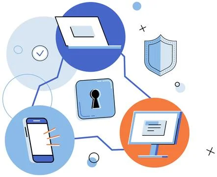 Cyber security and information or network protection. Database security softw Stock Illustration