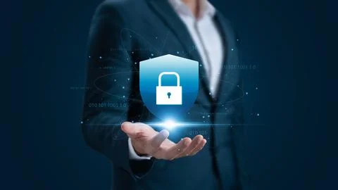 Cyber security and network data protection, businessman holding security pa.. Stock Photos