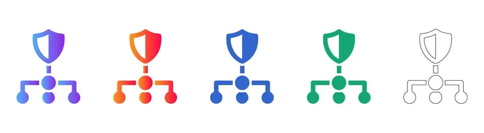 Cyber Security and Network Hierarchy Icons イラスト素材
