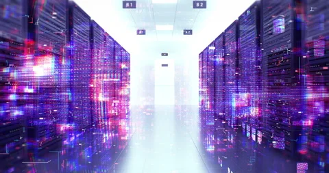 Cyber security and network infrastructure in a digital server room. Stock Footage 337177365
