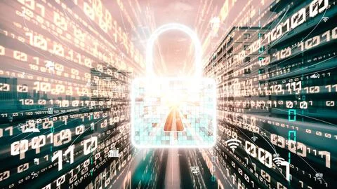 Cyber security and online data protection with tacit secured encryption software 스톡 사진