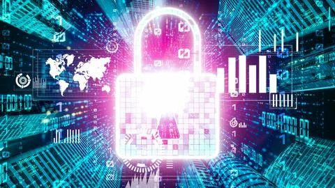 Cyber security and online data protection with tacit secured encryption software Stockfoto's