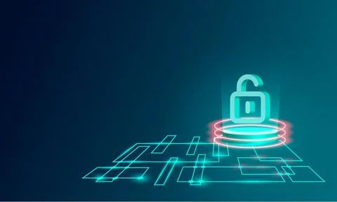 Cyber security and privacy on virtual interface technology background. Ilustração Stock