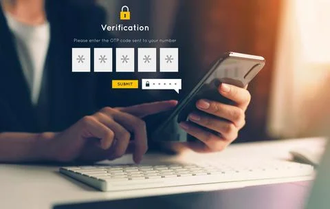 Cyber security and Security password login online concept Hands typing and .. Stock Illustration