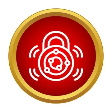 Cyber security atom lock protecting digital data privacy Illustrazione stock