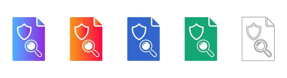 Cyber Security Audit Document Icons in Multiple Styles Stock Illustration