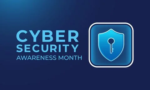 Cyber Security Awareness Month background with Glossy security shield icon .. Stock Illustration