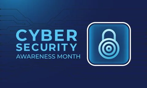 Cyber Security Awareness Month background with Glossy security shield icon .. Stock Illustration