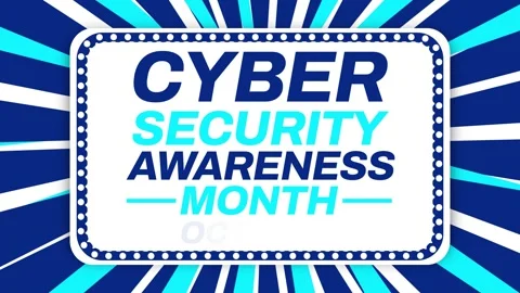 Cyber Security Awareness Month blue shapes background with typography in the Video stock 284045555
