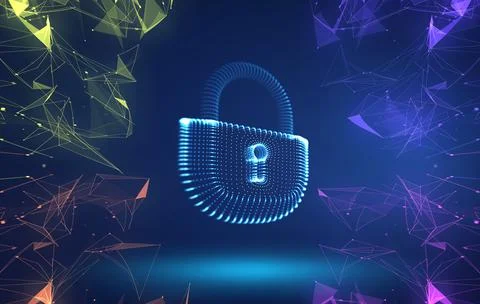 Cyber security background with colorful triangles. Data secure, cyber crime イラスト素材