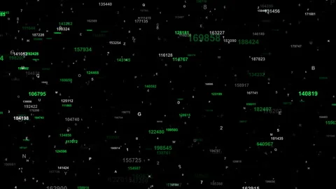 Cyber Security Binary Digits Tunnel, Protection of the ban, Binary Code Mat.. Stockbeeldmateriaal 348472358