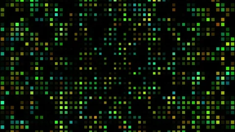 Cyber Security Blinking Square Grid 4K Loop Green On Black Vidéo 332879419