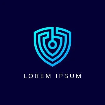 Cyber Security Blue Logo Modern and simple Icon design. Information Illustrazione stock