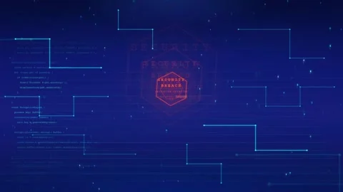 Cyber Security Breach Alert Warning on Digital Network Technology Background Stock Footage 341072849