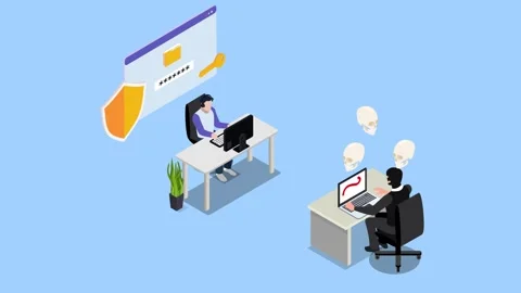 Cyber Security Breach and Hacker Attack Concept 3d animation cartoon Stock Footage 337943198