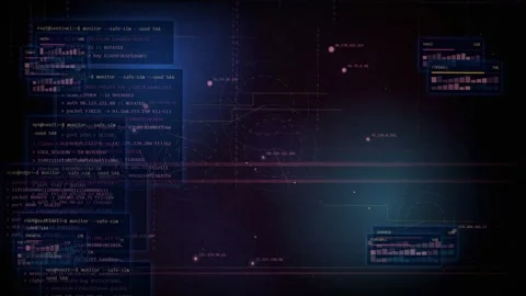 Cyber Security Breach HUD Animation Intrusion Attempt Warning Stock Footage 335364477