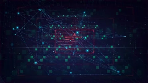 Cyber Security Breach Warning Alert Digital Network Technology Background Stock Footage 341068795