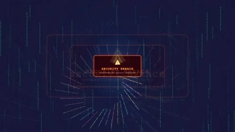 Cyber Security Breach Warning Alert on Futuristic Digital Background with Stock Footage 341072944