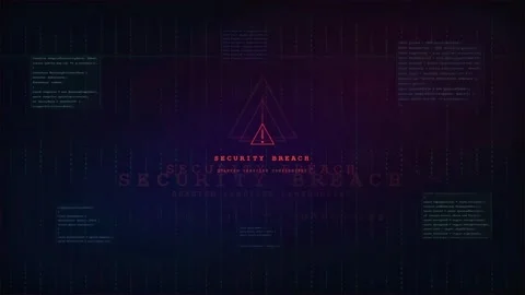 Cyber Security Breach Warning Alert on Futuristic Digital Interface Background Stock Footage 341074151