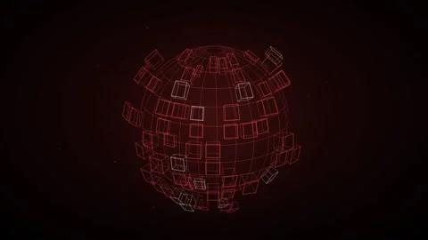 Cyber security breached data planet shatter concept glowing in neon light 動画素材 339317067