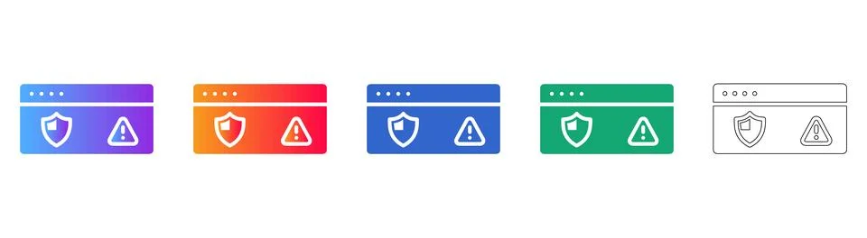 Cyber Security Browser Icon Set Illustrazione stock