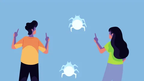 Cyber security with bugs and persons Stock Footage 201693287