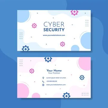 Cyber Security Card Horizontal Template Hand Drawn Cartoon Flat Illustration Stock Illustration