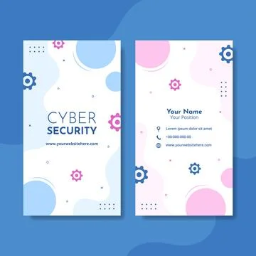 Cyber Security Card Vertical Template Hand Drawn Cartoon Flat Illustration Stock Illustration
