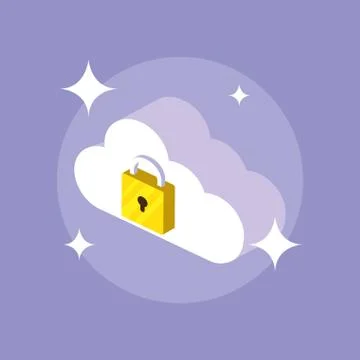 Cyber security with cloud computing and padlock Stock Illustration