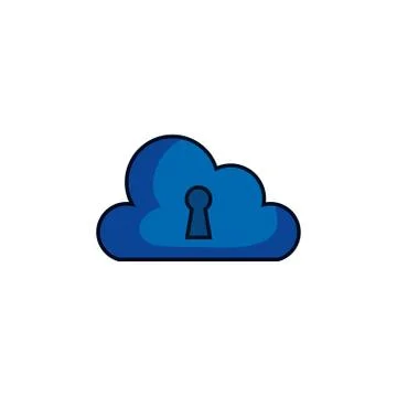 Cyber security cloud computing detailed style Stock Illustration