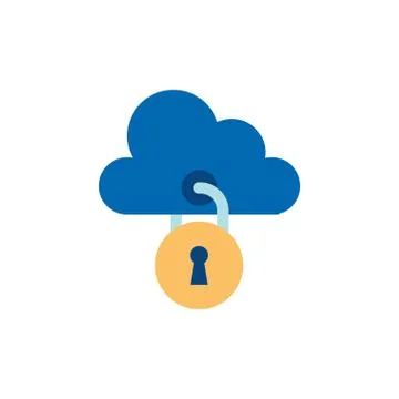 Cyber security cloud computing flat style Stock Illustration