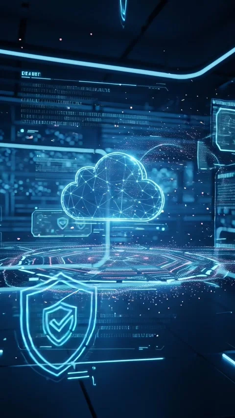 Cyber security cloud network protection illustration Stock Footage 340784760