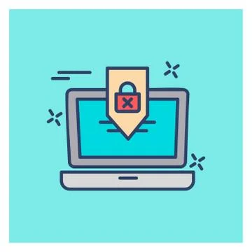Cyber security colored icon with blue background 스톡 일러스트