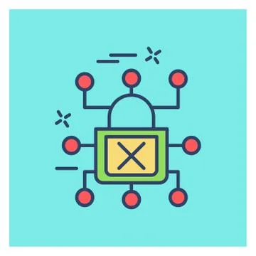 Cyber security colored icon with blue background Illustrazione stock